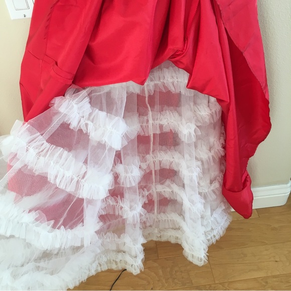 Vintage Mike Benet Formals Red Taffeta Strapless Gown Small Rhinestones - Picture 6 of 10